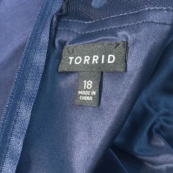 Torrid navy blue polka dot mesh dress fit and flare summer party woman's 18 - Picture 5 of 8